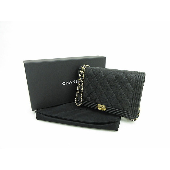 CHANEL Boy Chain Wallet Black Caviar Leather - Picture 9 of 9